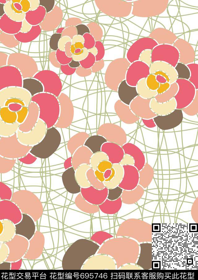 4.1.jpg - 695746 - 花卉 花朵 小清新 - 传统印花花型 － 女装花型设计 － 瓦栏