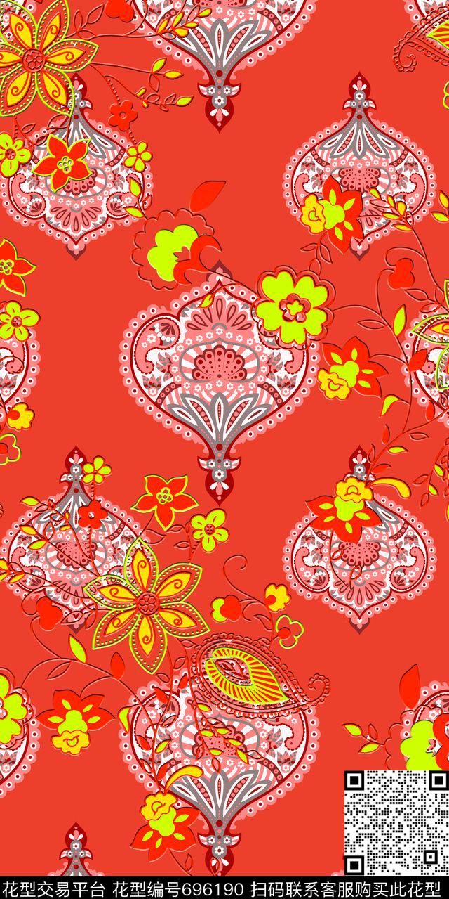 时尚花纹民族传统印花花型下载（图片编号: 696190） - 瓦栏（Walan）