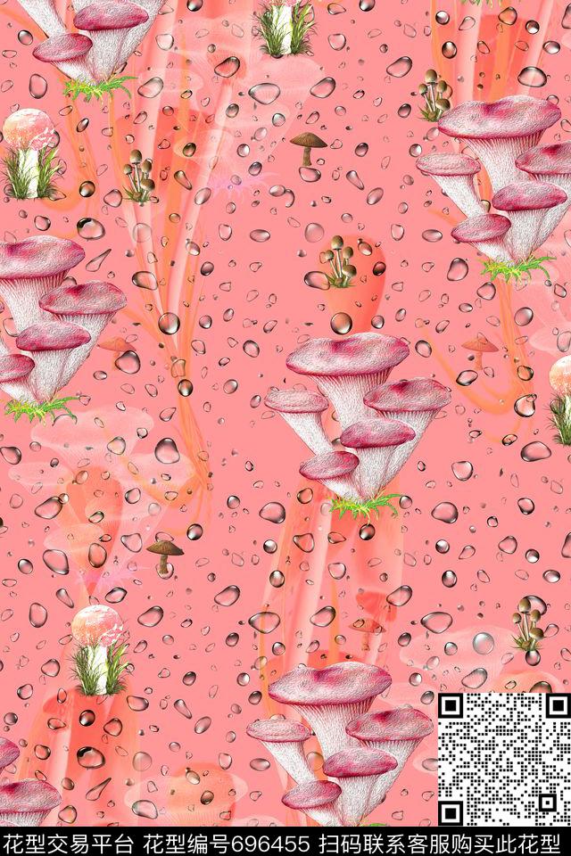 160824005.jpg - 696455 - 水珠点 花卉 蘑菇 - 数码印花花型 － 女装花型设计 － 瓦栏