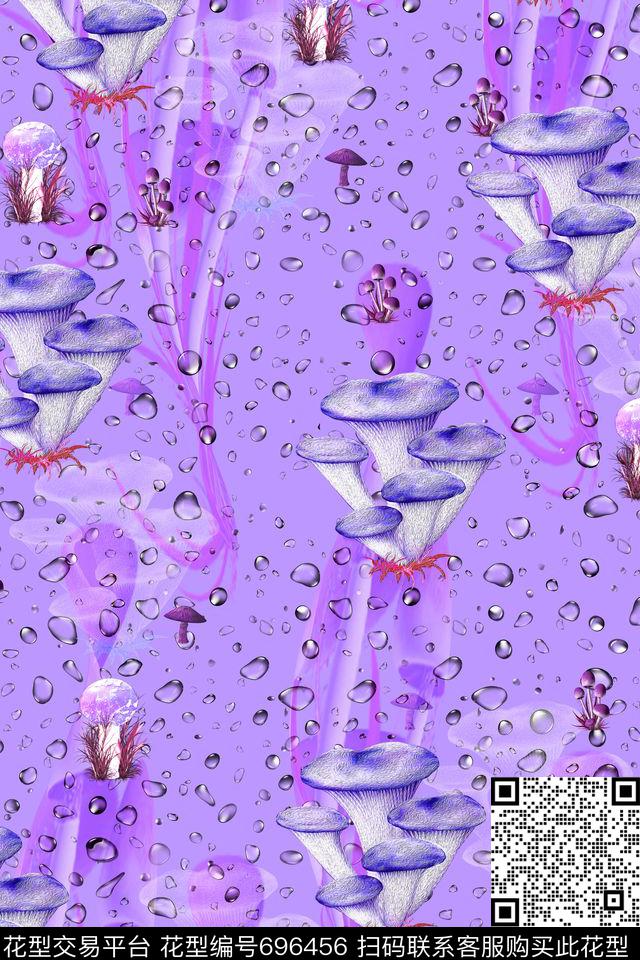 160824005-1.jpg - 696456 - 水珠点 花卉 蘑菇 - 数码印花花型 － 女装花型设计 － 瓦栏