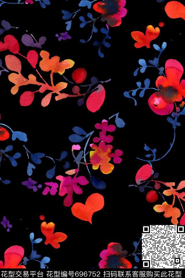 手绘水彩乱花小碎花数码印花花型下载（图片编号: 696752） - 瓦栏（Walan）