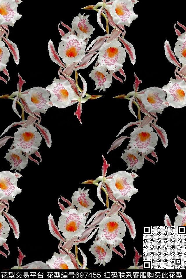 植物花卉花卉昙花组合数码印花花型下载（图片编号: 697455） - 瓦栏（Walan）