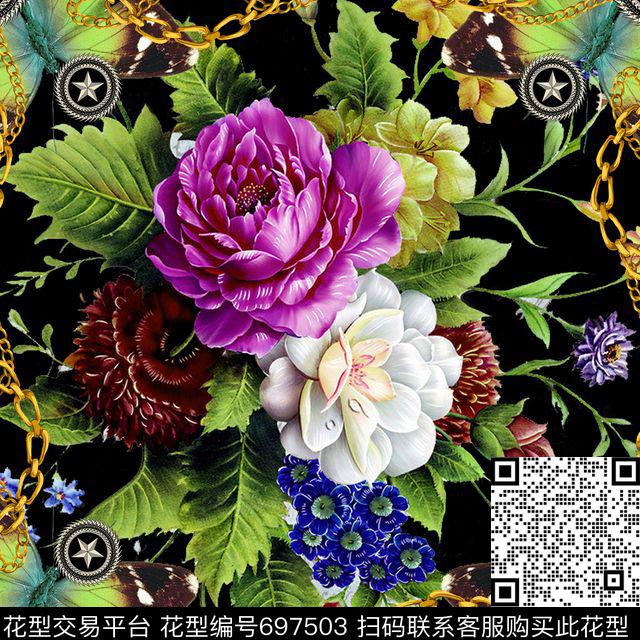 160828001.jpg - 697503 - 花卉 牡丹 大花 - 数码印花花型 － 方巾花型设计 － 瓦栏