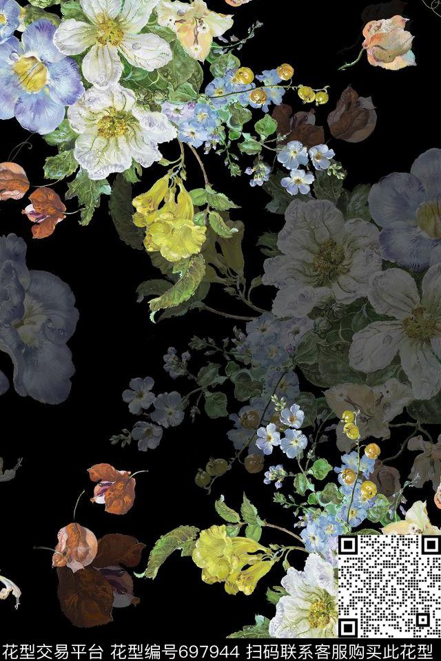 乱花雏菊小碎花数码印花花型下载（图片编号: 697944） - 瓦栏（Walan）