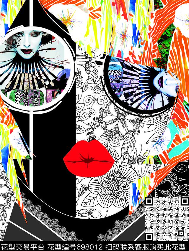 22毒妇.tif - 698012 - 手绘 休闲 趣味 - 数码印花花型 － 女装花型设计 － 瓦栏