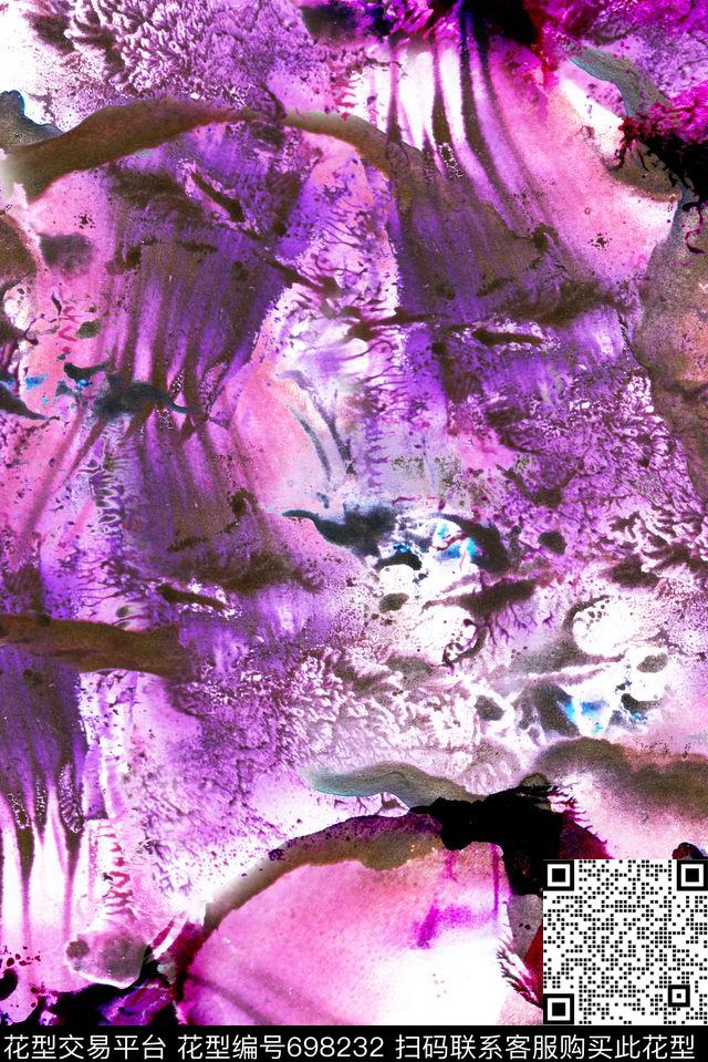 手绘水墨泼墨数码印花花型下载（图片编号: 698232） - 瓦栏（Walan）