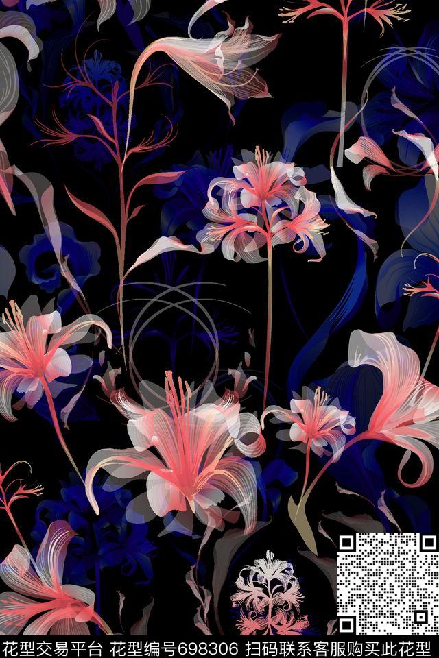 女装鸟花鸟植物数码印花花型下载（图片编号: 698306） - 瓦栏（Walan）