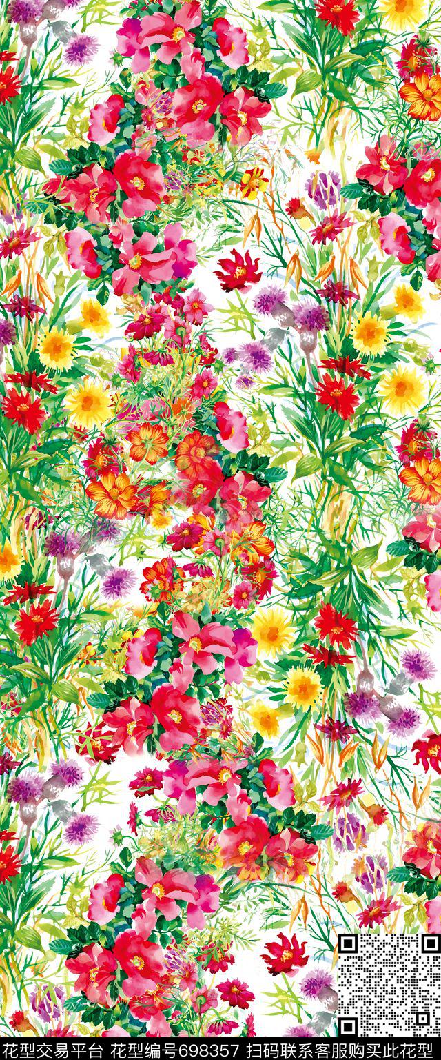 15.jpg - 698357 - 花朵 花卉 水彩植物长丝巾 - 数码印花花型 － 长巾花型设计 － 瓦栏