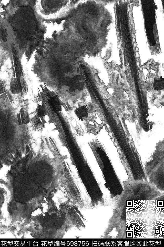 手绘泼墨抽象数码印花花型下载（图片编号: 698756） - 瓦栏（Walan）