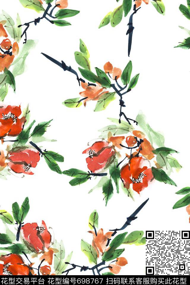 手绘泼墨抽象数码印花花型下载（图片编号: 698767） - 瓦栏（Walan）