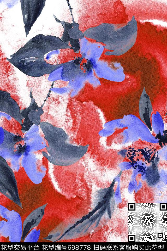 抽象水墨艺术数码印花花型下载（图片编号: 698778） - 瓦栏（Walan）