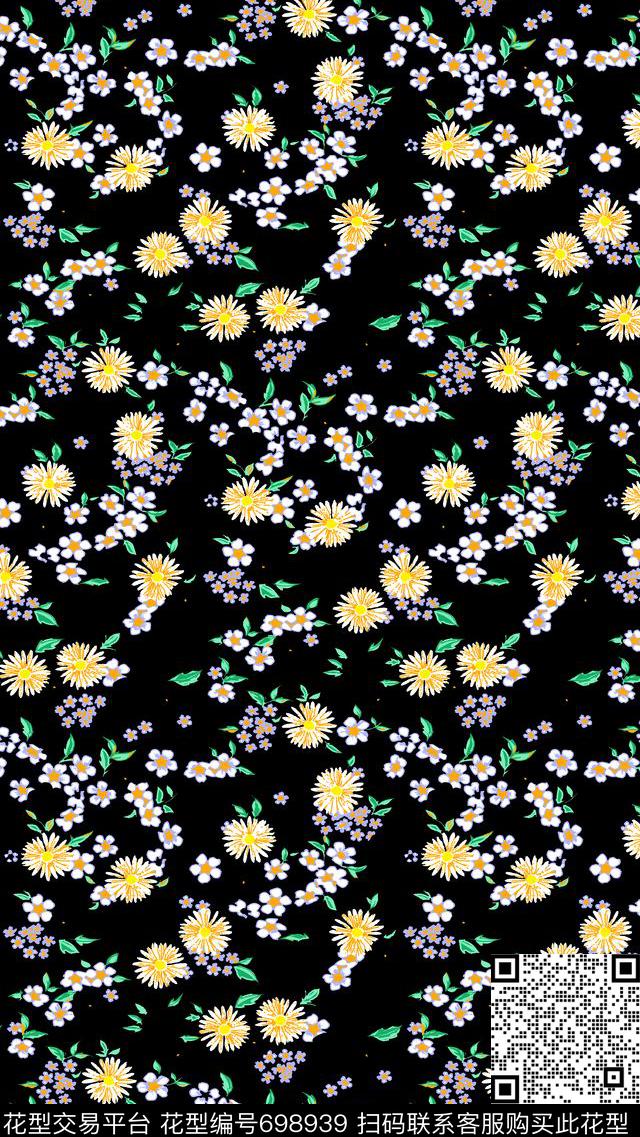17趋势 菊花朵朵.jpg - 698939 - 雏菊 花朵 花卉 - 传统印花花型 － 女装花型设计 － 瓦栏
