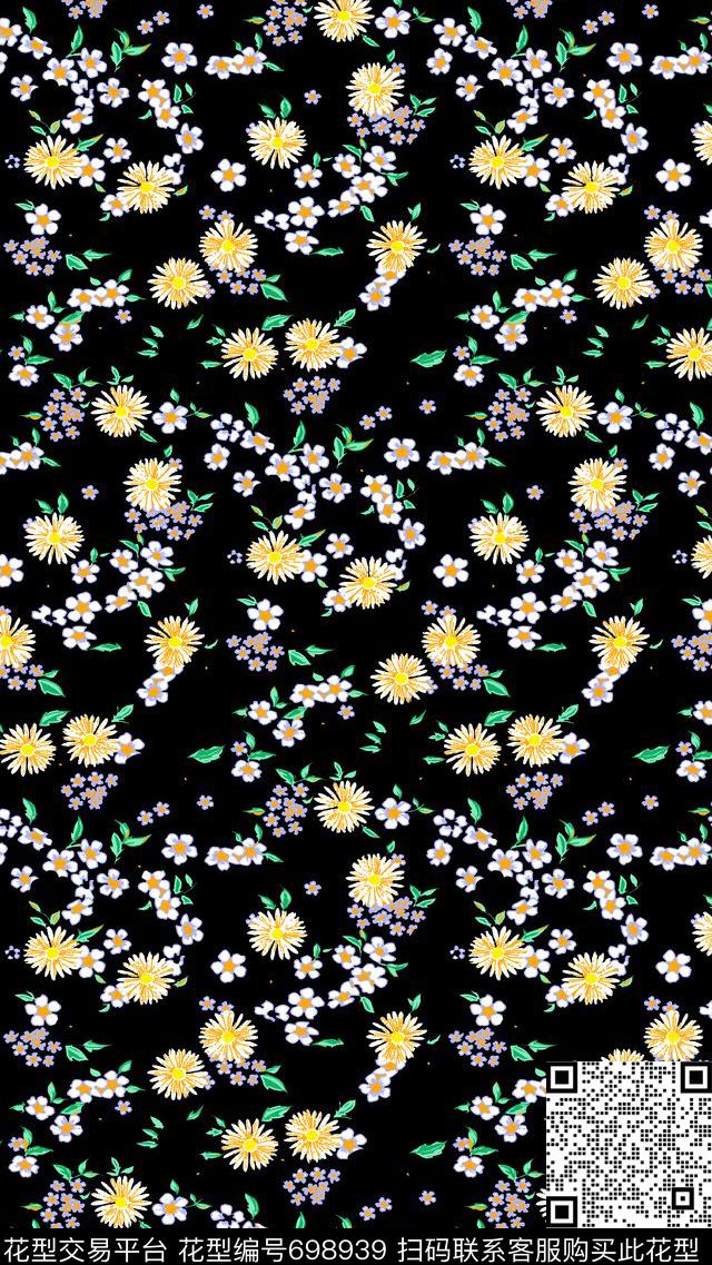 雏菊花朵花卉传统印花花型下载（图片编号: 698939） - 瓦栏（Walan）