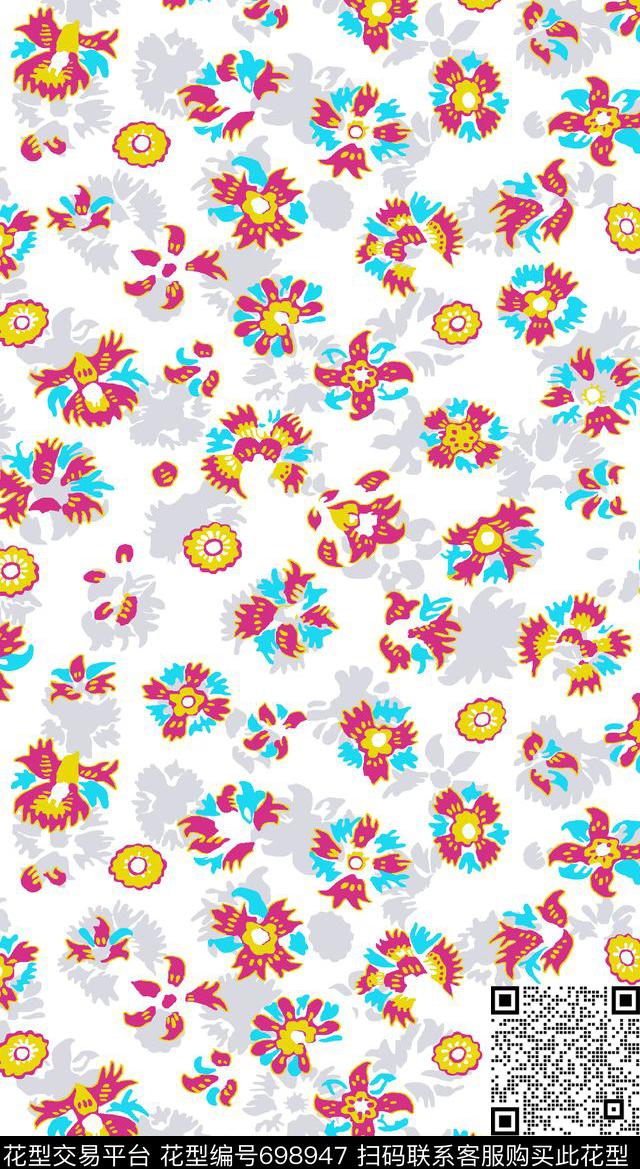 趣味矢量花纹--2.jpg - 698947 - 手绘花朵 花朵 花卉 - 传统印花花型 － 女装花型设计 － 瓦栏
