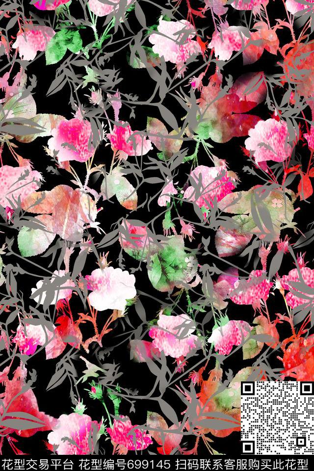 JJ-8-201.jpg - 699145 - 抽象花卉 叶子 乱花 - 数码印花花型 － 女装花型设计 － 瓦栏