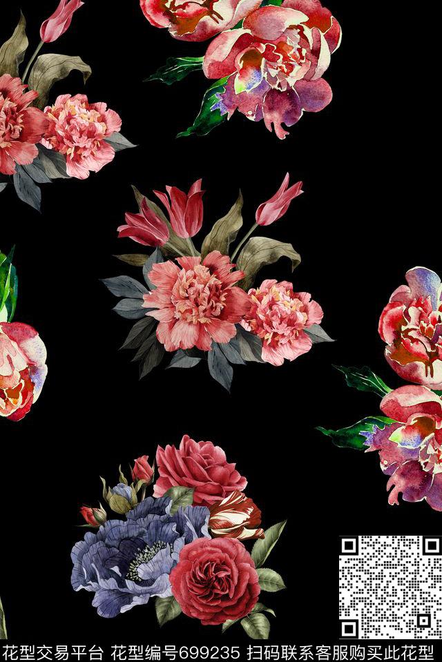 手绘沙发布逼真数码印花花型下载（图片编号: 699235） - 瓦栏（Walan）
