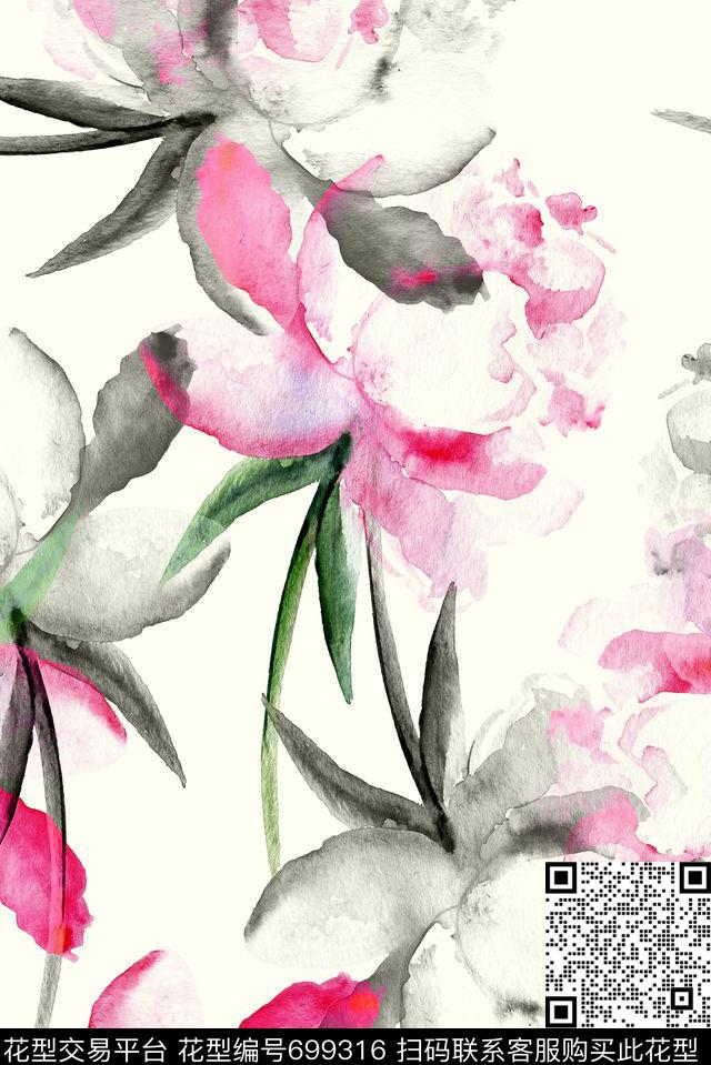 半透明水彩泼墨数码印花花型下载（图片编号: 699316） - 瓦栏（Walan）