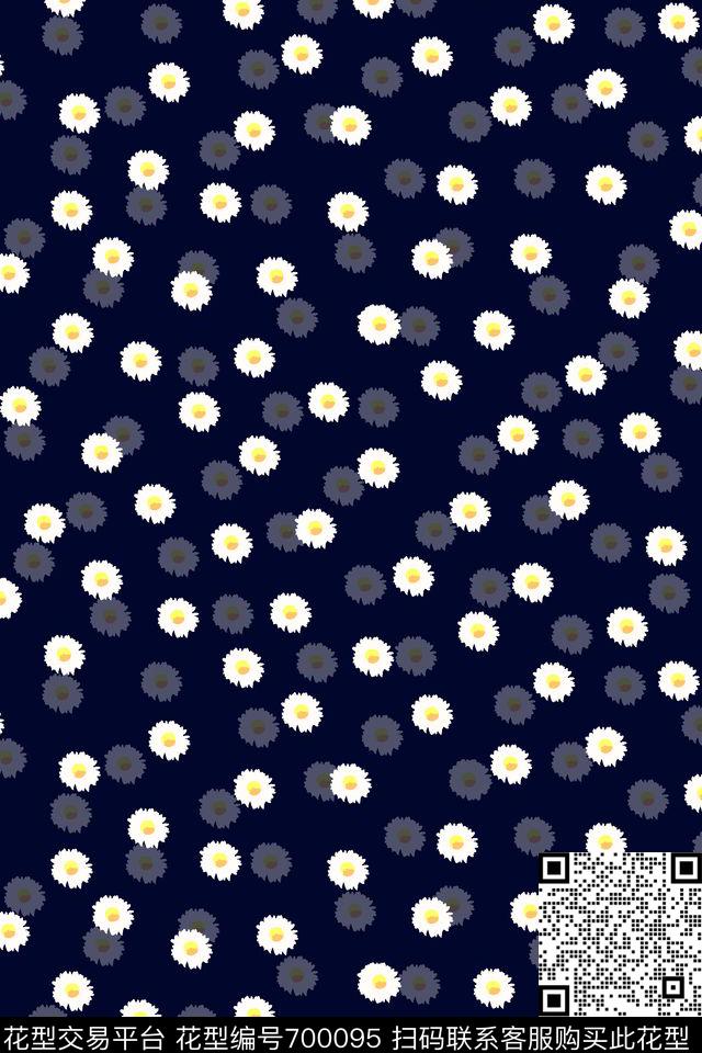 菊花雏菊花朵传统印花花型下载（图片编号: 700095） - 瓦栏（Walan）