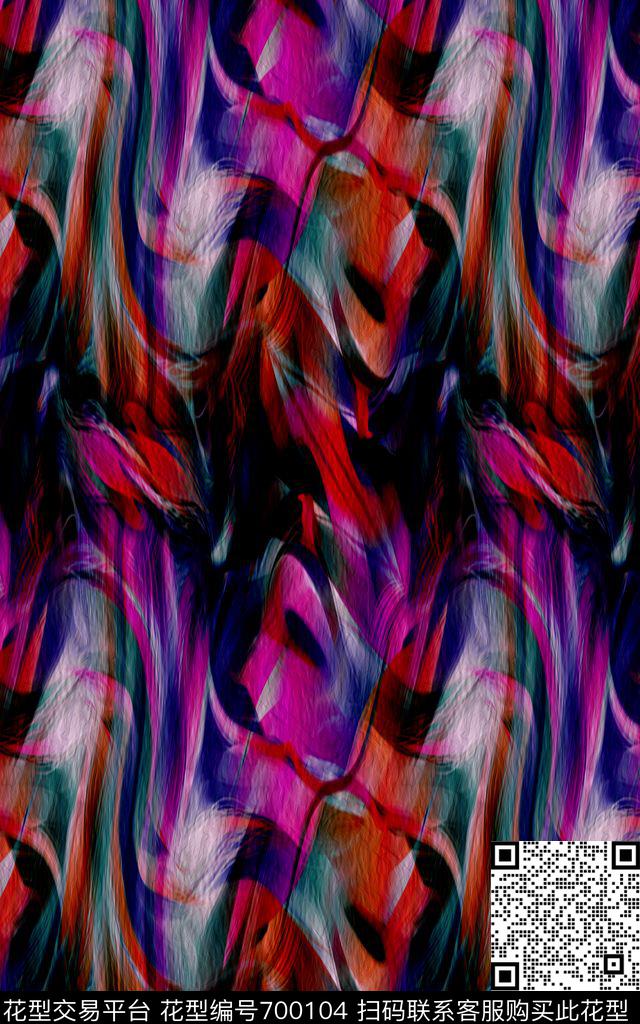 329.jpg - 700104 - 洋阳---抽象 抽象花纹 丝绸 - 数码印花花型 － 女装花型设计 － 瓦栏