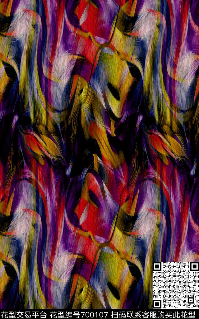 329-1.jpg - 700107 - 洋阳---抽象 抽象花纹 丝绸 - 数码印花花型 － 女装花型设计 － 瓦栏