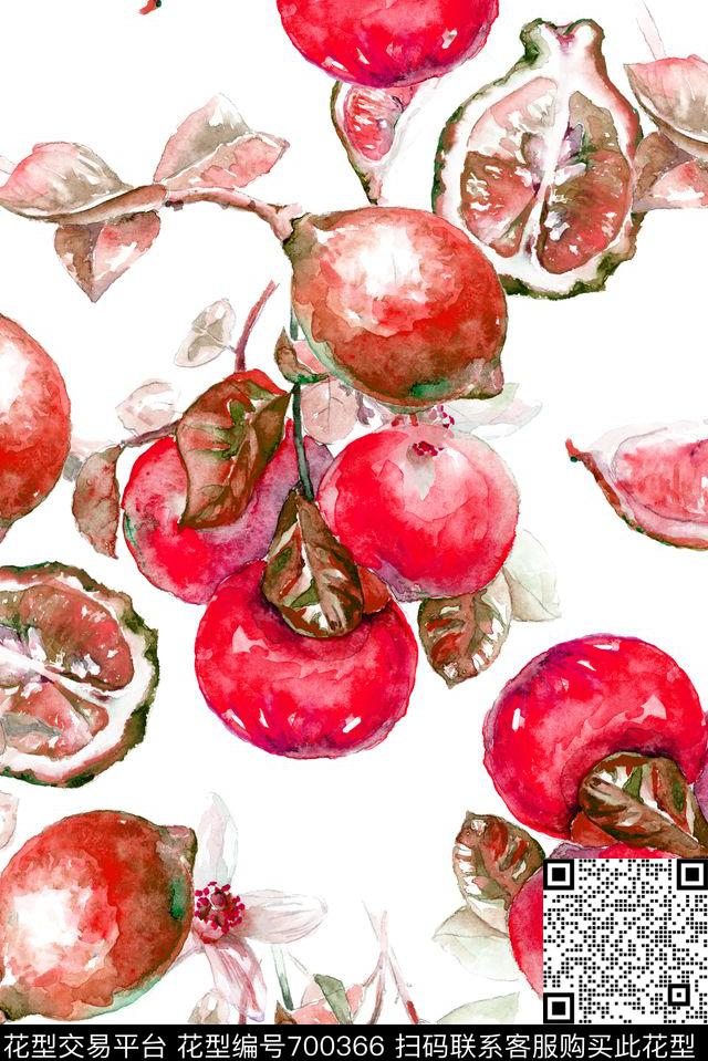 手绘柠檬西红柿数码印花花型下载（图片编号: 700366） - 瓦栏（Walan）