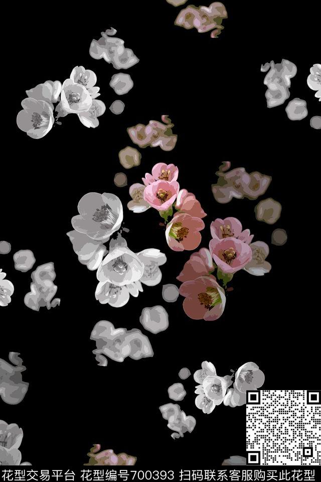 时尚休闲青蓝雅韵系列植物花卉传统印花花型下载（图片编号: 700393） - 瓦栏（Walan）