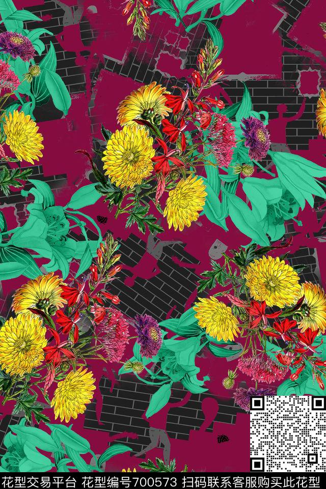 女装花卉数码数码印花花型下载（图片编号: 700573） - 瓦栏（Walan）