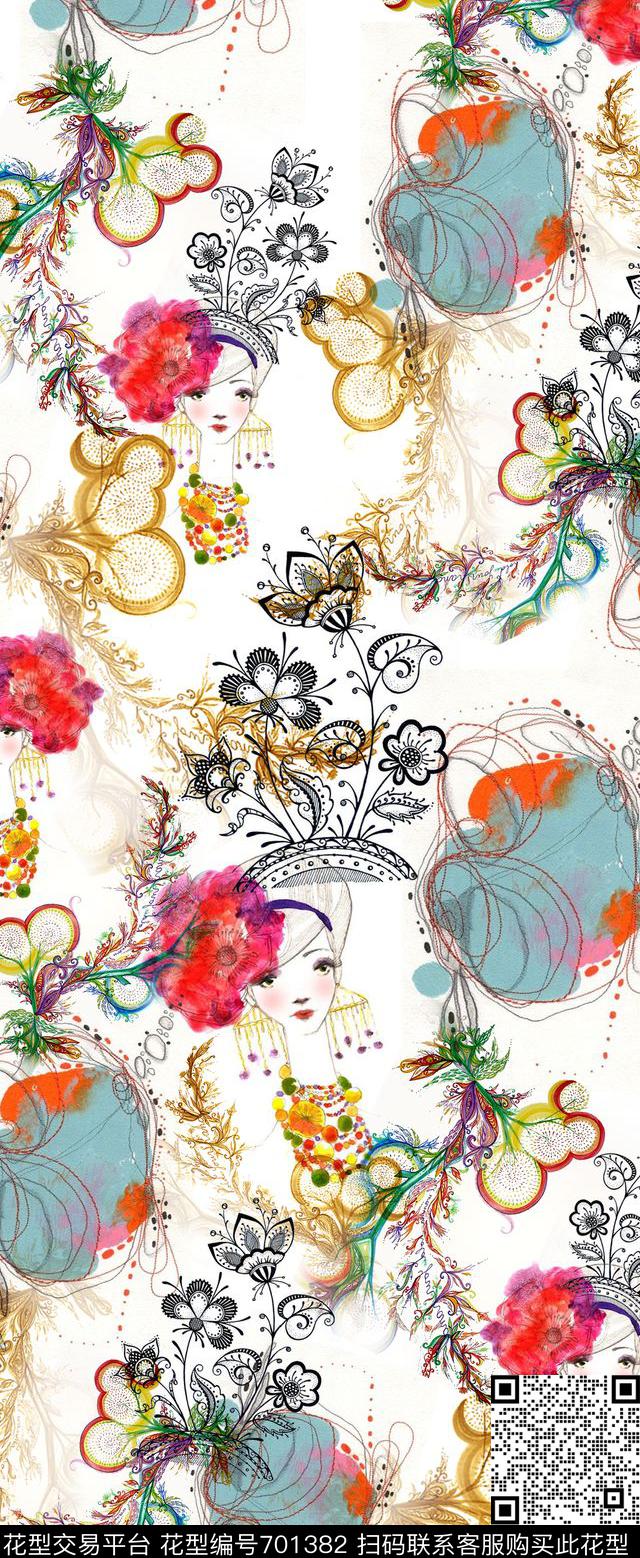 LZY124.jpg - 701382 - 水墨花卉 花朵 抽象 - 数码印花花型 － 女装花型设计 － 瓦栏