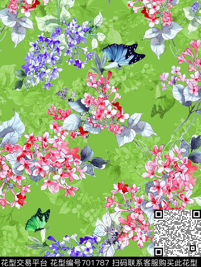 中国风小碎花花卉数码印花花型下载（图片编号: 701787） - 瓦栏（Walan）