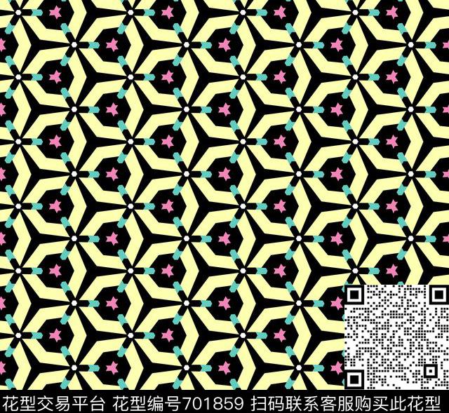 圆点三角形几何传统印花花型下载（图片编号: 701859） - 瓦栏（Walan）