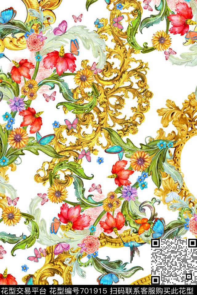 手绘金属花纹数码印花花型下载（图片编号: 701915） - 瓦栏（Walan）