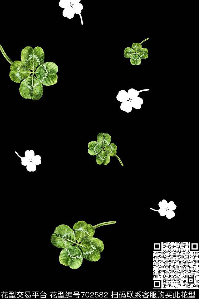 四叶草小清新童装数码印花花型下载（图片编号: 702582） - 瓦栏（Walan）