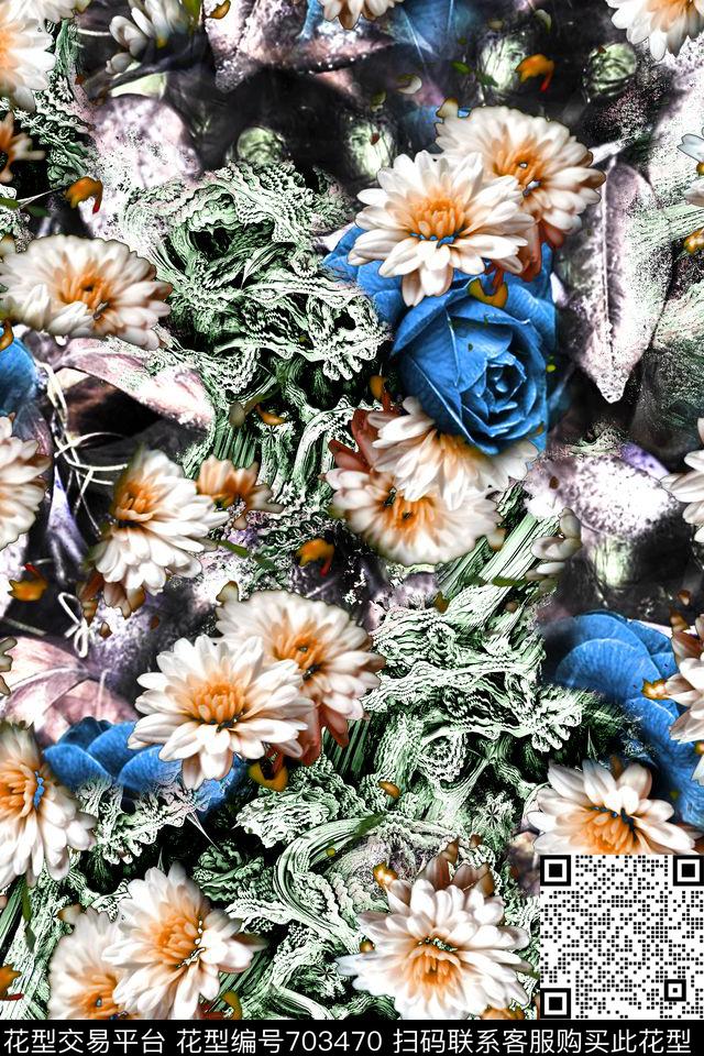 女装花卉数码印花数码印花花型下载（图片编号: 703470） - 瓦栏（Walan）