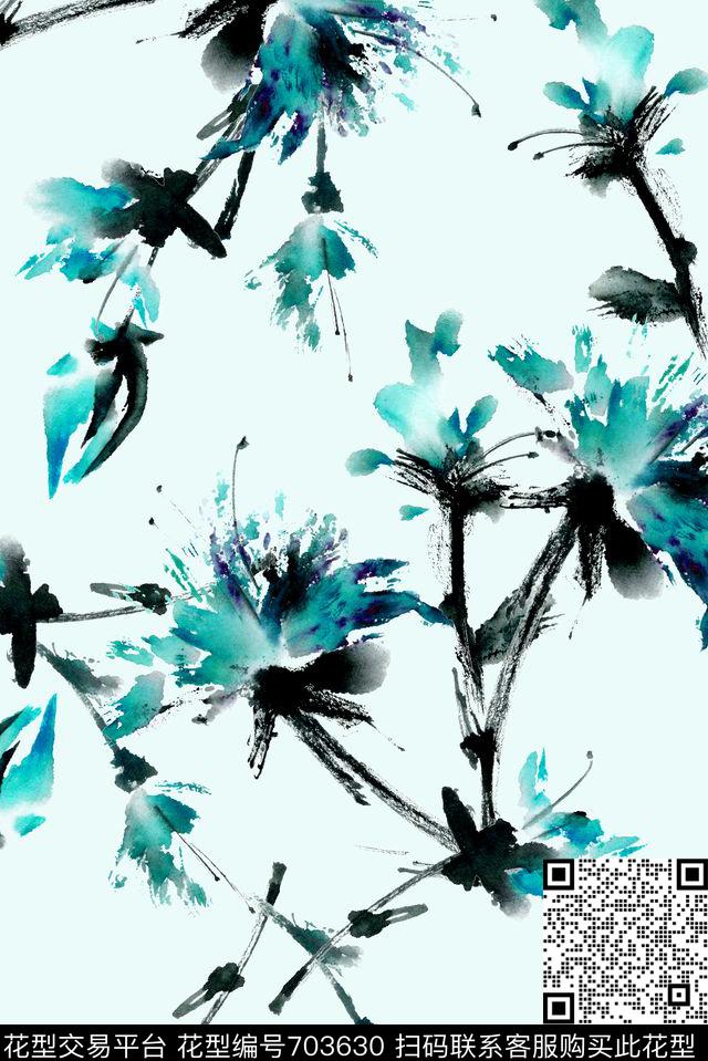 水墨抽象喷溅数码印花花型下载（图片编号: 703630） - 瓦栏（Walan）