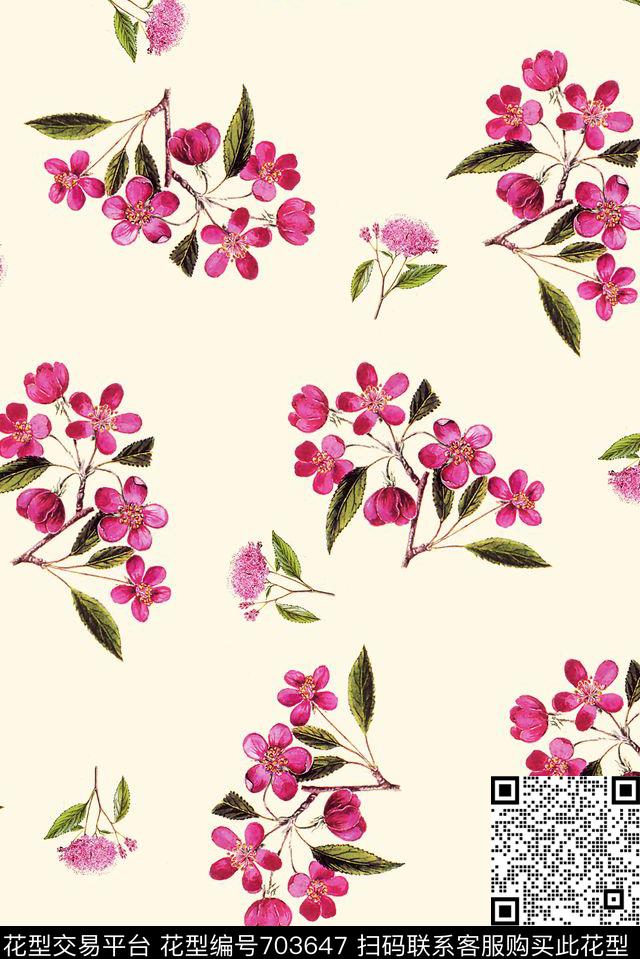 泳装花卉小清新数码印花花型下载（图片编号: 703647） - 瓦栏（Walan）