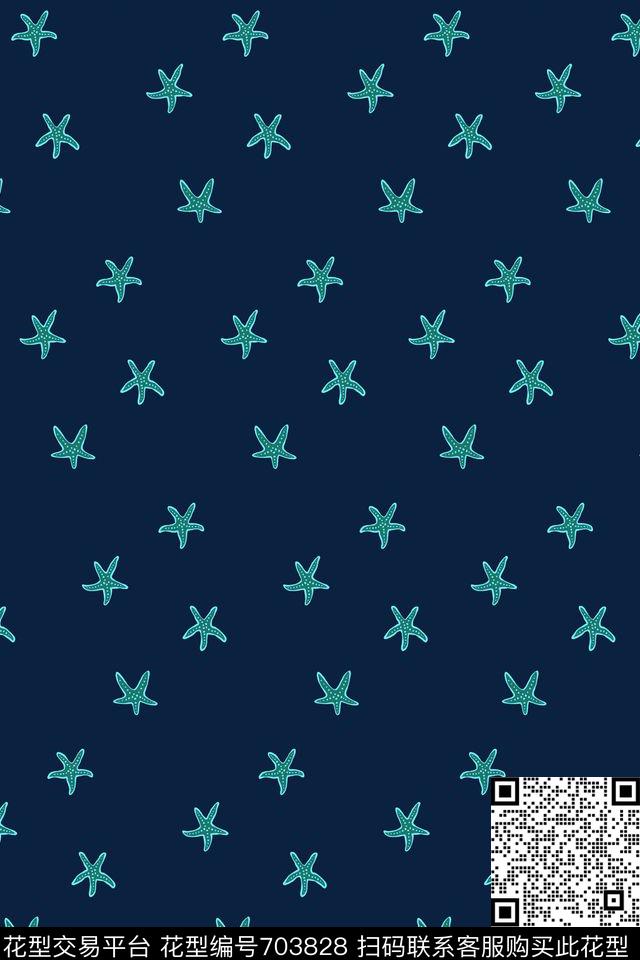 男装海星热带花型传统印花花型下载（图片编号: 703828） - 瓦栏（Walan）