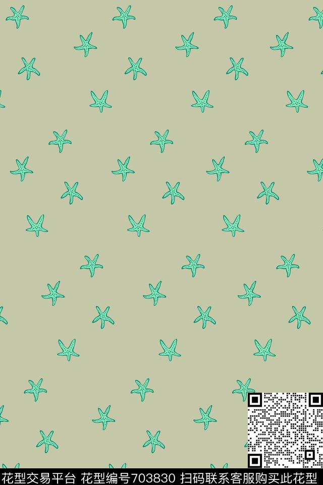 男装海星热带花型传统印花花型下载（图片编号: 703830） - 瓦栏（Walan）