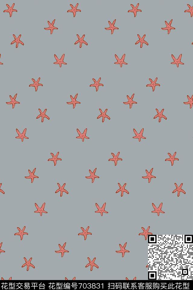 男装海星热带花型传统印花花型下载（图片编号: 703831） - 瓦栏（Walan）
