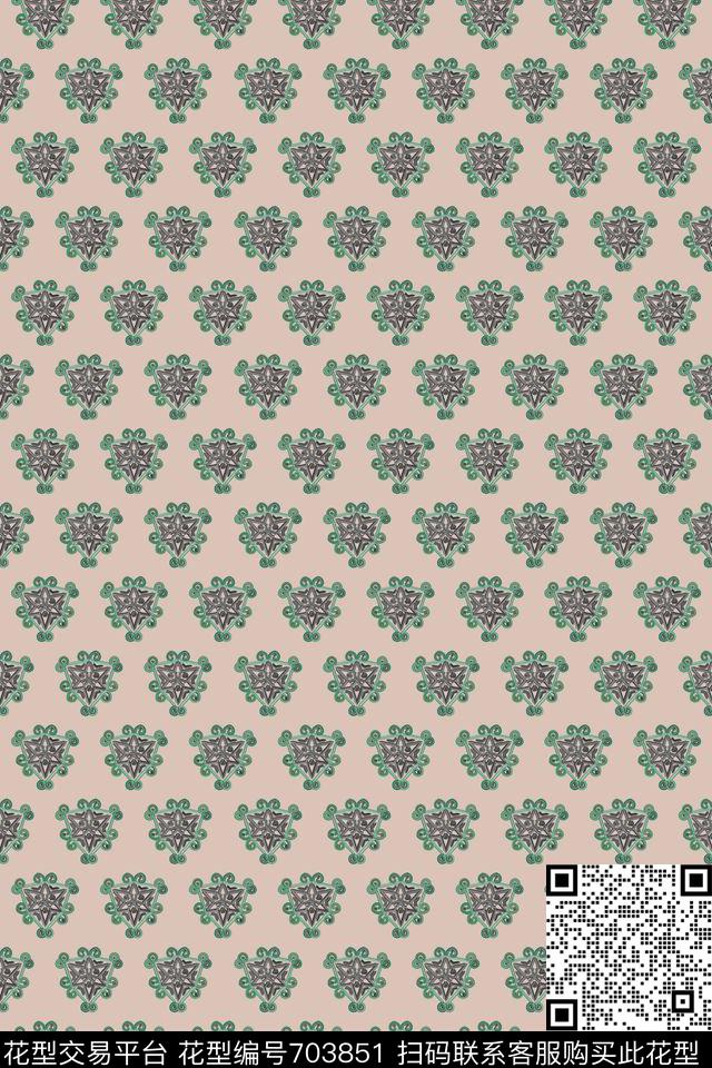 几何手绘民族风传统印花花型下载（图片编号: 703851） - 瓦栏（Walan）