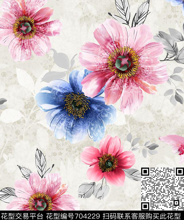 Morning-081416-LSN.tif - 704229 - 花朵 花卉 云纹低 - 数码印花花型 － 沙发布花型设计 － 瓦栏