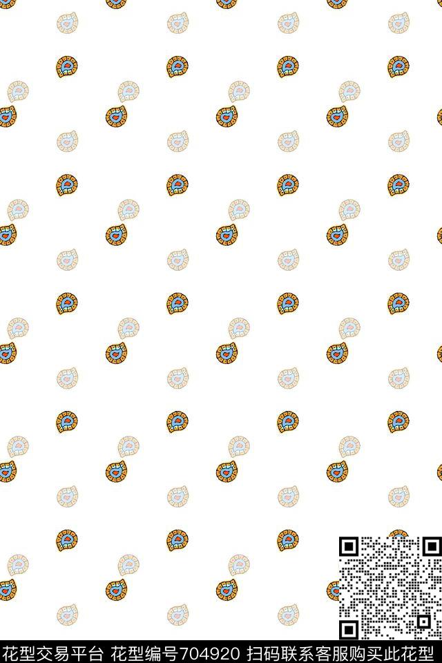 手绘海螺纹.jpg - 704920 - 趣味 手绘海螺 时尚男装 - 传统印花花型 － 男装花型设计 － 瓦栏