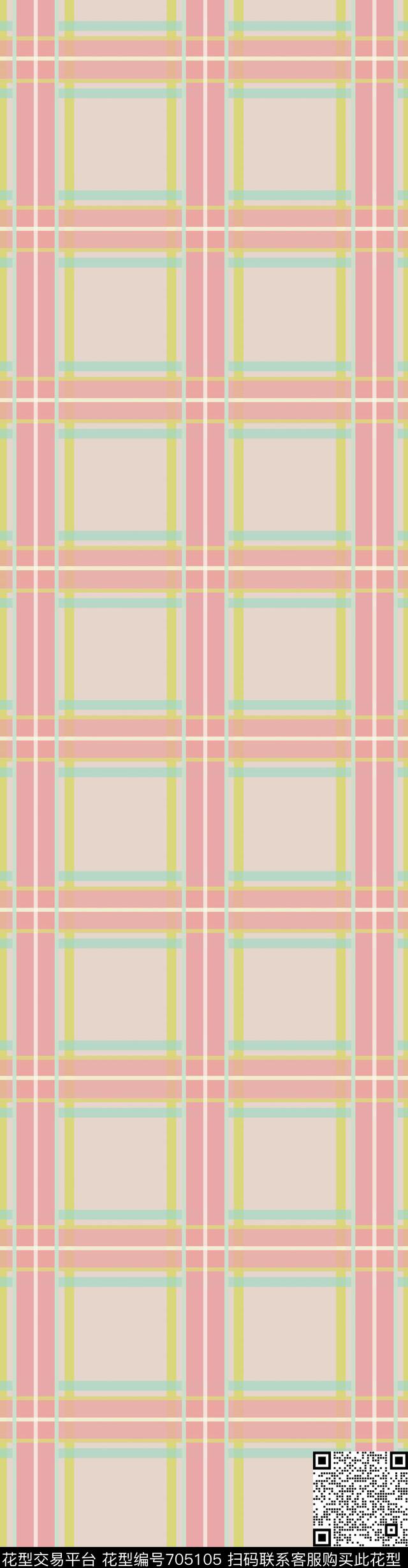 粉格.jpg - 705105 - 苏格兰格 格子 粉色 - 数码印花花型 － 床品花型设计 － 瓦栏