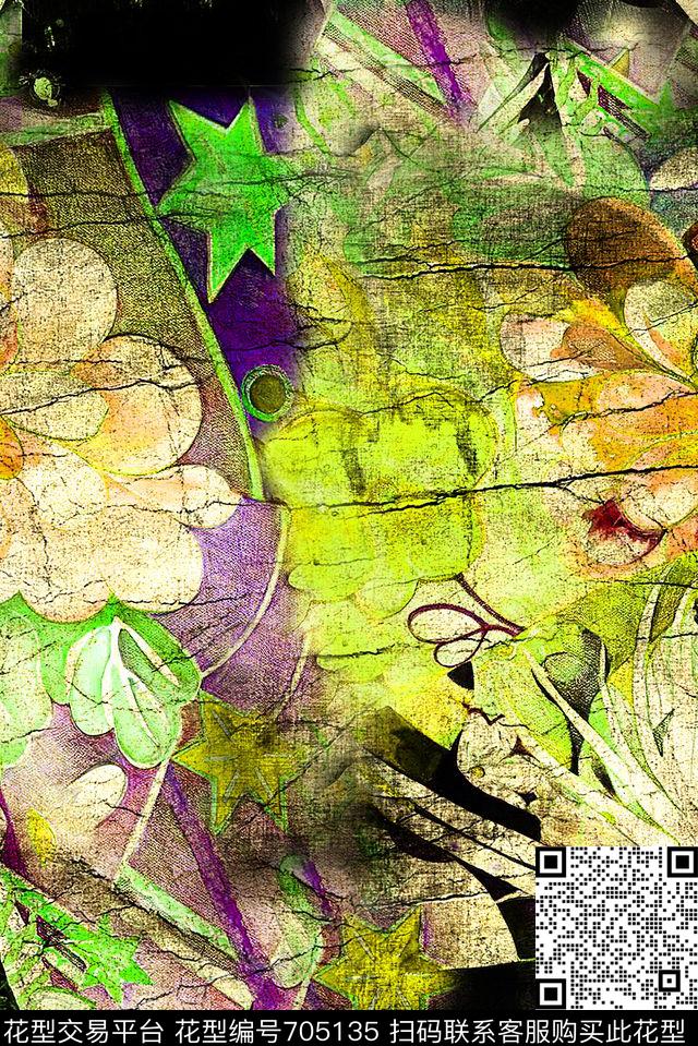 9131-3.jpg - 705135 - 旗袍花 花朵 花卉 - 数码印花花型 － 女装花型设计 － 瓦栏