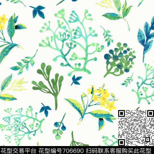 19.jpg - 706690 - 花和叶子 - 传统印花花型 － 童装花型设计 － 瓦栏