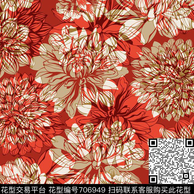 20169-17-3a.jpg - 706949 - 数码几何花卉 抽象线条 漂亮花卉 - 数码印花花型 － 女装花型设计 － 瓦栏