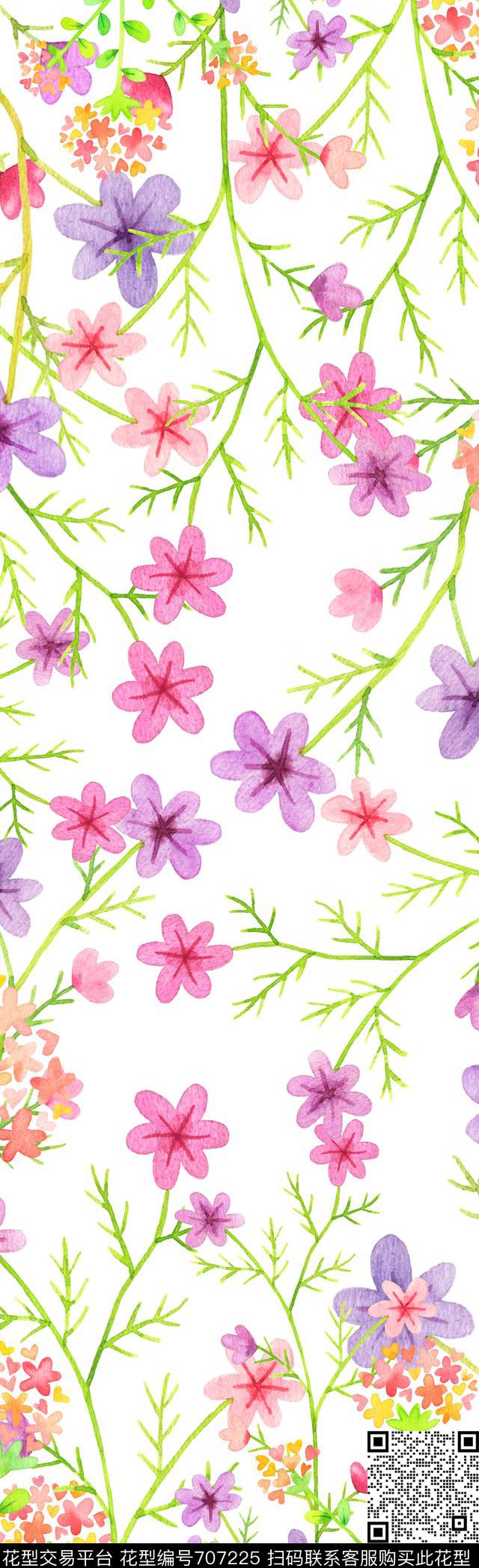 43.jpg - 707225 - 花朵 花卉 小碎花 - 数码印花花型 － 长巾花型设计 － 瓦栏