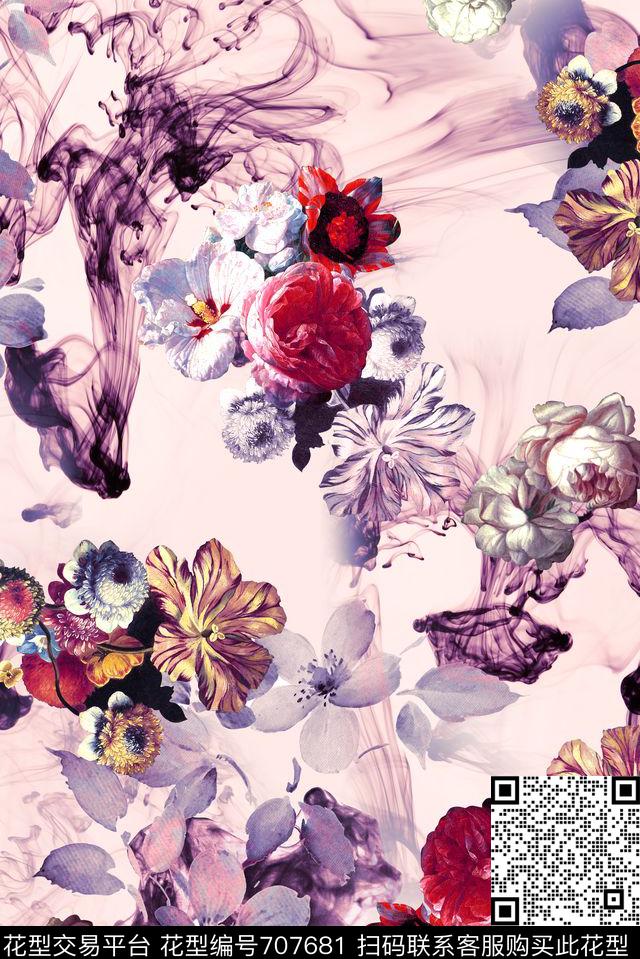 s0925.jpg - 707681 - 抽象 底纹 油画花卉 - 数码印花花型 － 女装花型设计 － 瓦栏