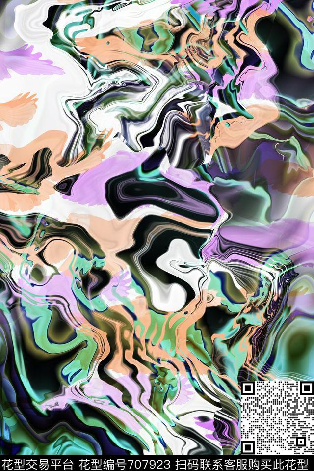 流动波纹几何流光数码印花花型下载（图片编号: 707923） - 瓦栏（Walan）