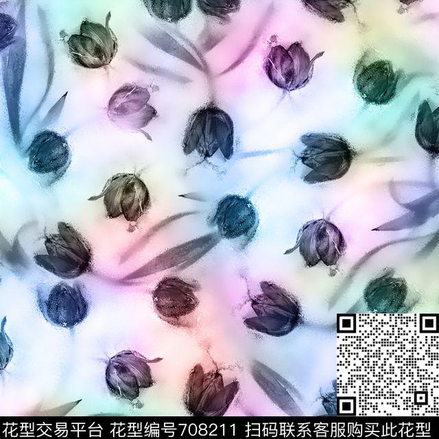 百合花朵花卉数码印花花型下载（图片编号: 708211） - 瓦栏（Walan）