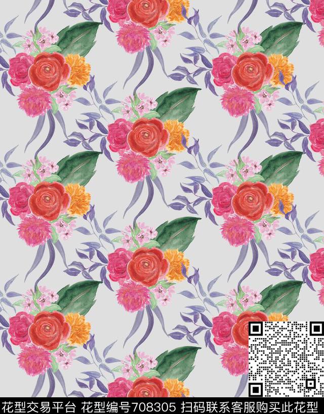 精美日式手绘数码印花花型下载（图片编号: 708305） - 瓦栏（Walan）